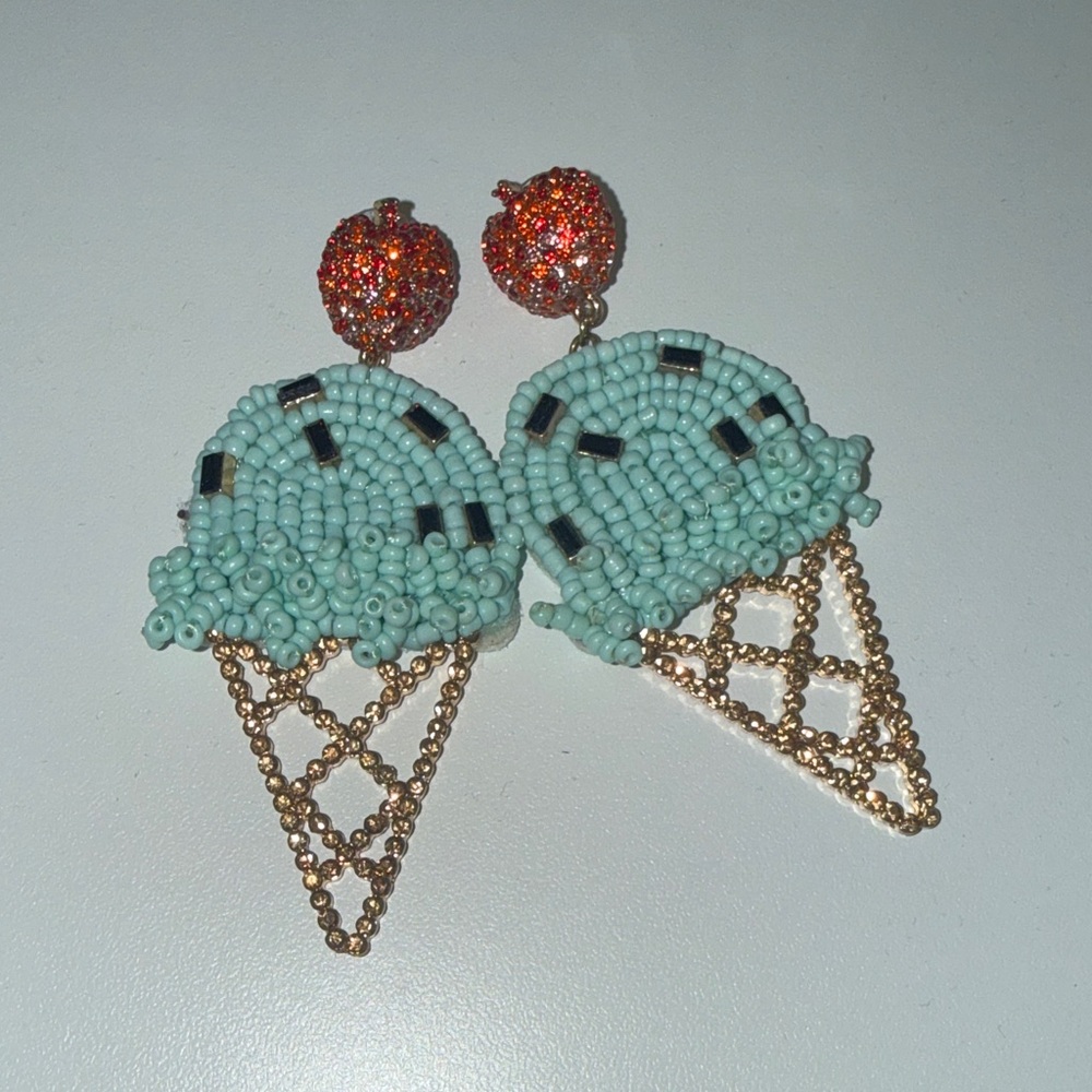 BaubleBar Mint and Gold Beaded Earrings - Picture 2 of 4